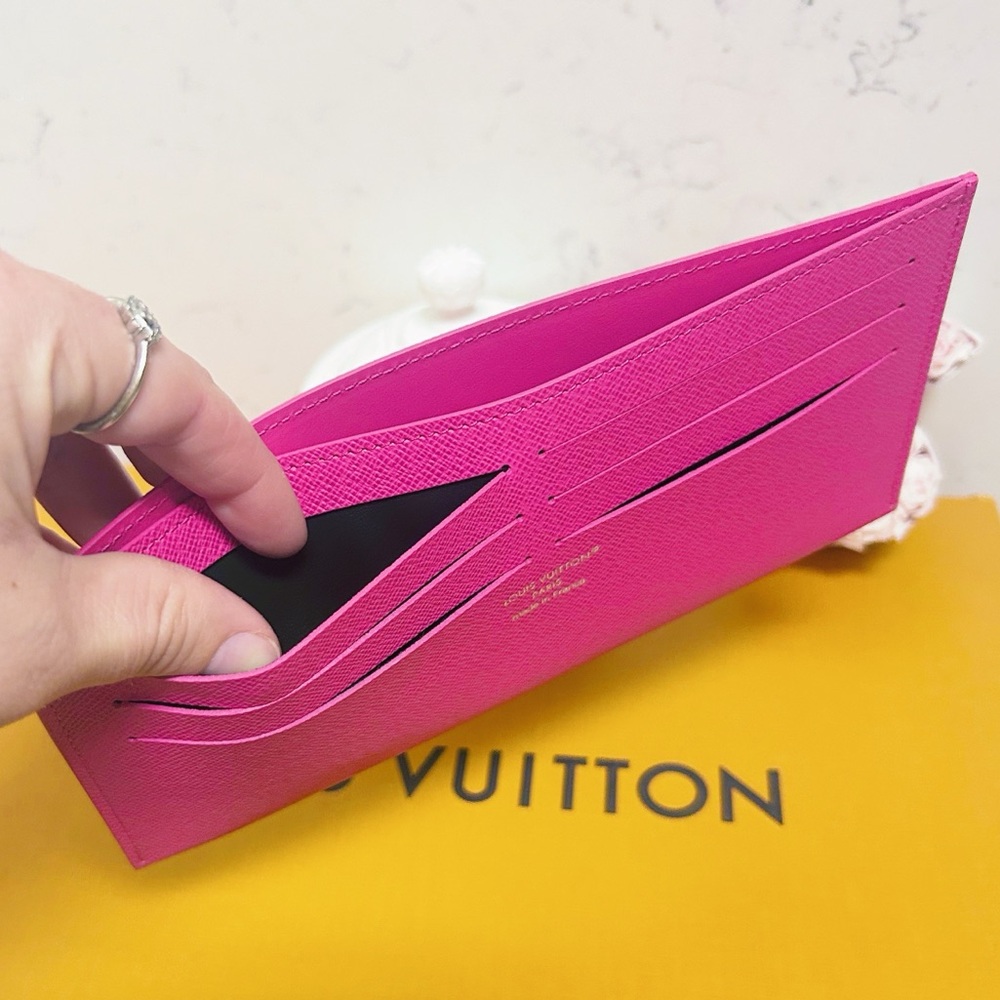 Authentic Louis Vuitton NEW Calfskin Kirigami Card Holder / Wallet in FLUO Pink